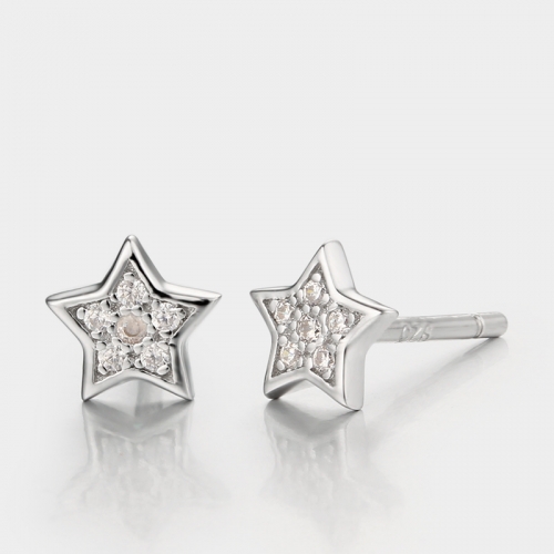925 sterling silver cubic zirconia star stud earrings