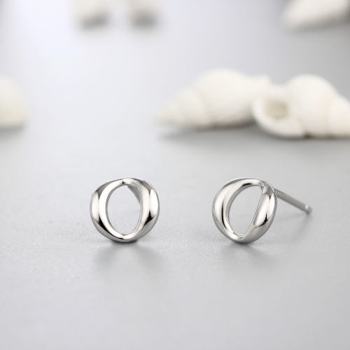 925 sterling silver simple ring stud earrings
