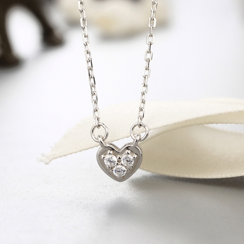 925 sterling silver cz stones heart pendants necklaces