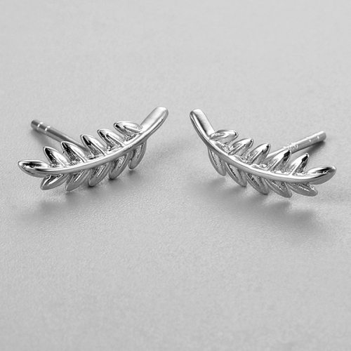 925 sterling silver leaf stud earrings