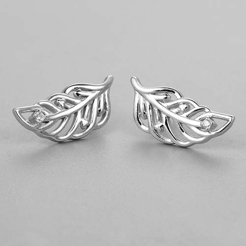 925 sterling silver leaf stud earrings