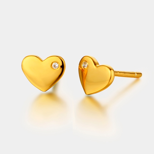 925 sterling cz stones heart stud earrings