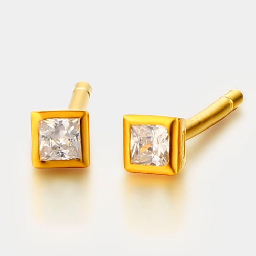 925 sterling silver cz stones square stud earrings