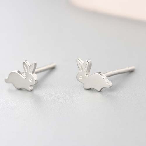 925 sterling silver lovely rabbit stud earrings for cute girls