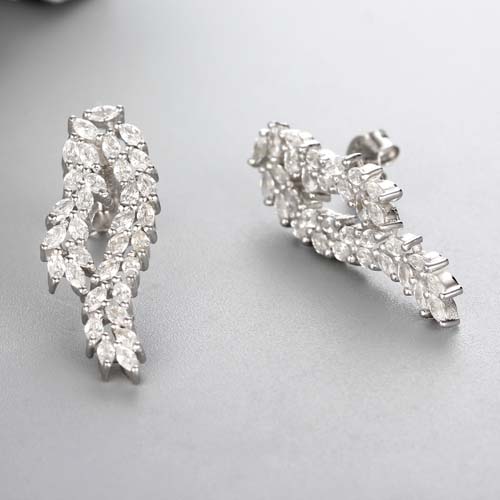 925 sterling silver cz leaves earrings