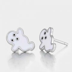 925 silver halloween enamel ghost stud earrings