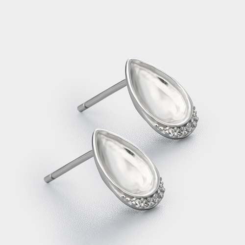 925 sterling silver waterdrop cystal bezel earring studs