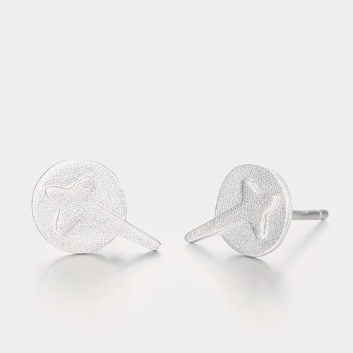 925 sterling silver sand-sprayed cross pattern earring studs
