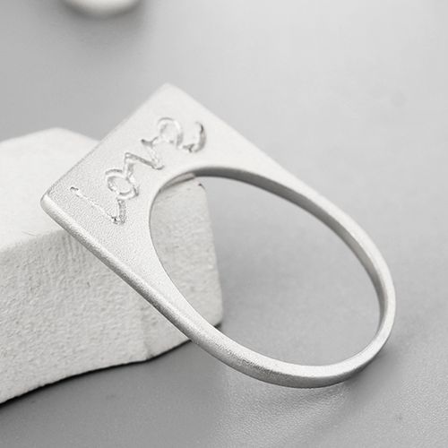 925 sterling silver brushed letter LOVE right angle rings