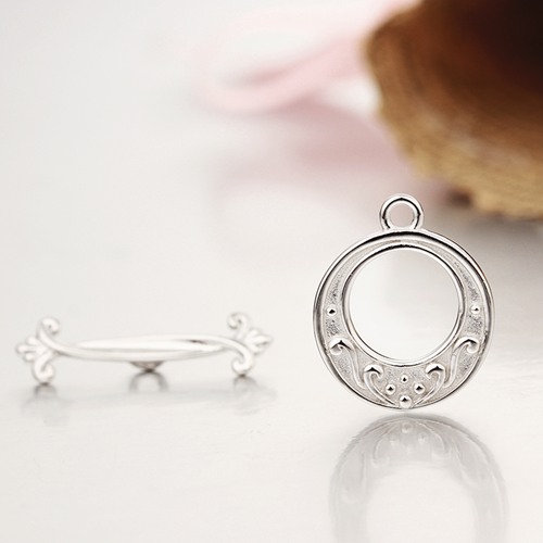 925 sterling silver flower pattern ring toggle clasps