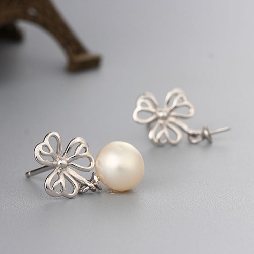 925 sterling silver clover pearl earring mountings