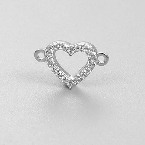 925 sterling silver heart connector charms