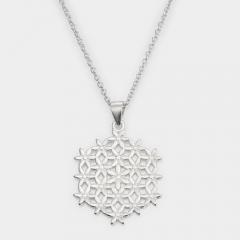 925 sterling silver flower hexagon pendants