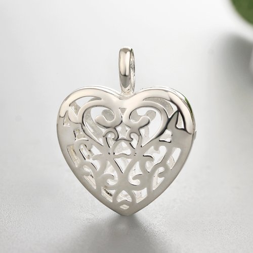 925 sterling silver heart filigree diffuser locket pendant