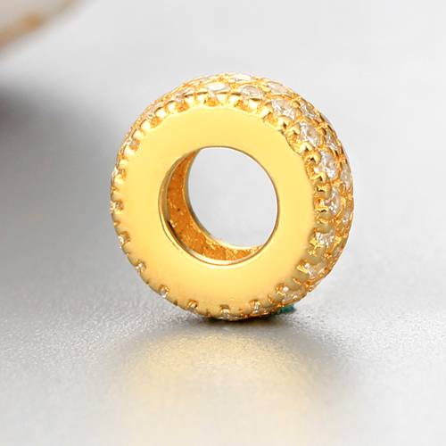 925 sterling silver CZ round-shaped diy beads
