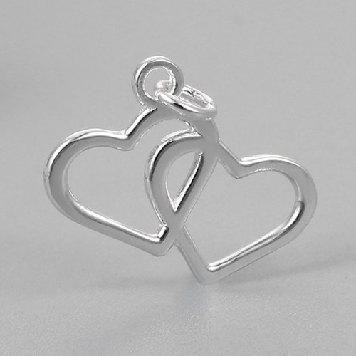 925 sterling silver interlocking hearts charms