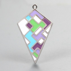 925 sterling silver colorful rhombus pendant