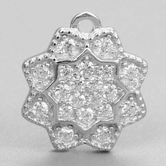 925 sterling silver cz pave flower pendant charms