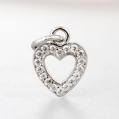 925 sterling silver cz hollow heart charms