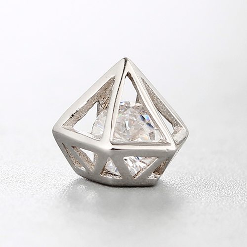 925 sterling silver cz stone cage charms