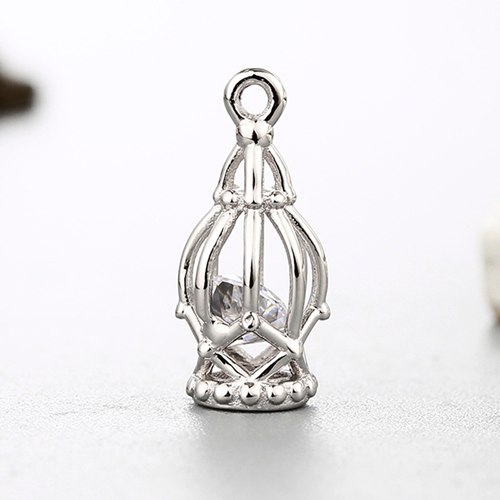 925 sterling silver cz stone european design cage charms