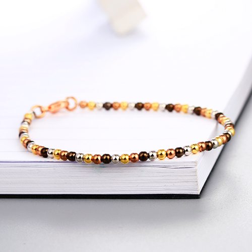 925 sterling silver three colors smooth beads bracelets