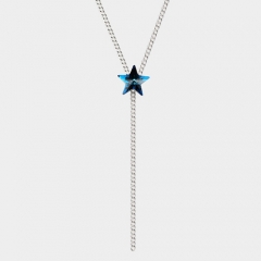925 sterling silver blue star crystal charm necklaces
