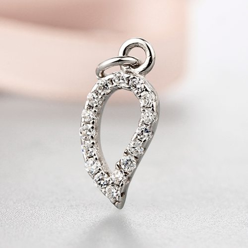 925 sterling silver cz pave hollow drop charms