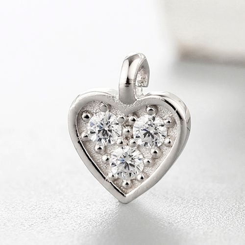 925 sterling silver cubic zirconia heart charms