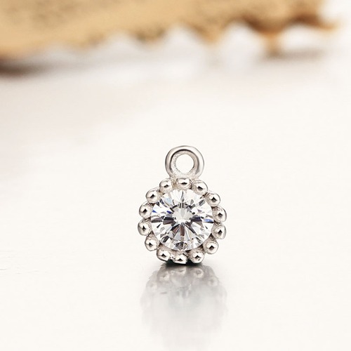 925 sterling silver big round cubic zirconia charms