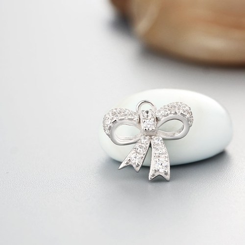 925 sterling silver cubic zirconia bow charm