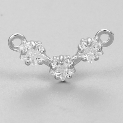 925 sterling silver three zircons connector charms