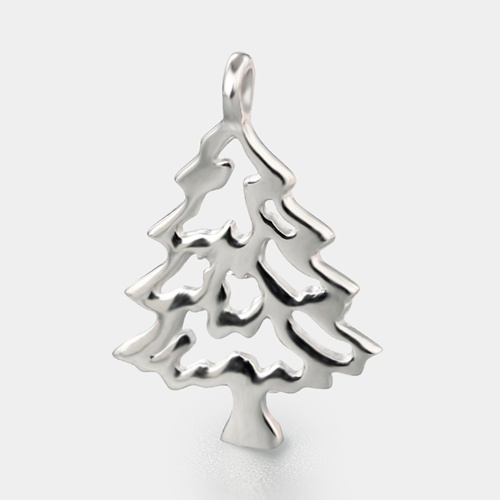 925 sterling silver hollow Christmas tree charm