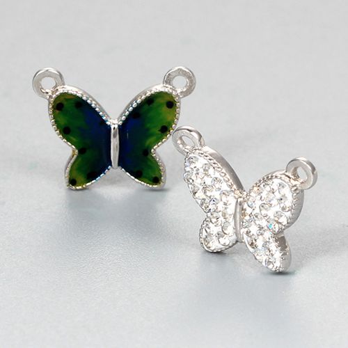 925 sterling silver cz pave or enamel butterfly charms