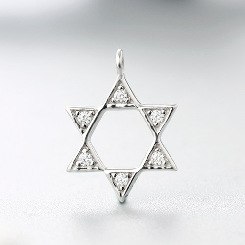 925 sterling silver cz hexagonal star charm