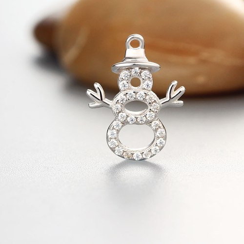 925 sterling silver cz stone snowman pendant charm for Christmas