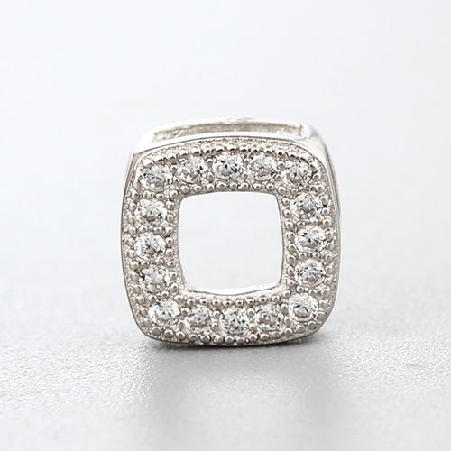925 sterling silver CZ stones hollow square charm