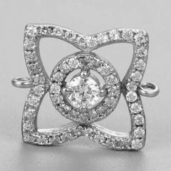 925 sterling silver cubic zirconia flower connector charm