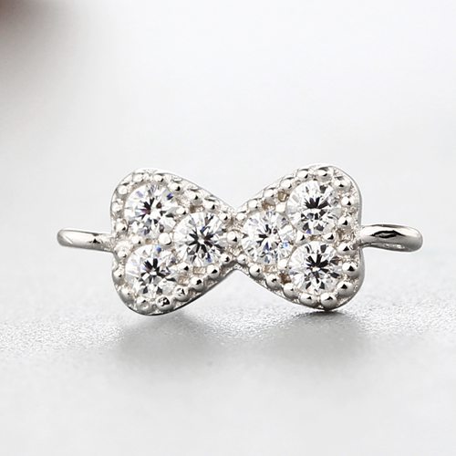 925 sterling silver cz bowknot charm