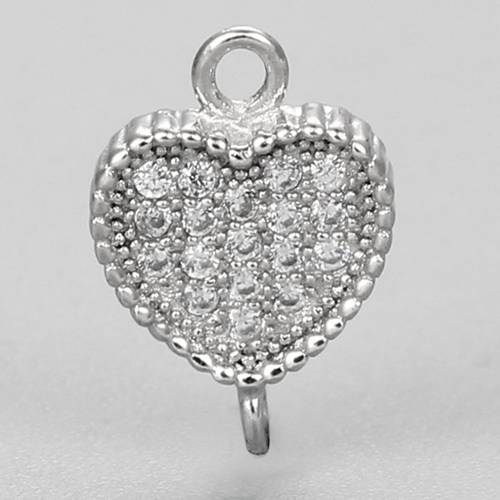 925 sterling silver heart connector charm