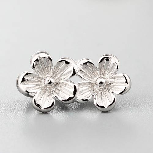 925 sterling silver two flowers connector charms