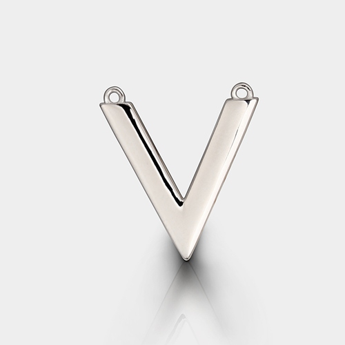 925 sterling silver letter V connector charms
