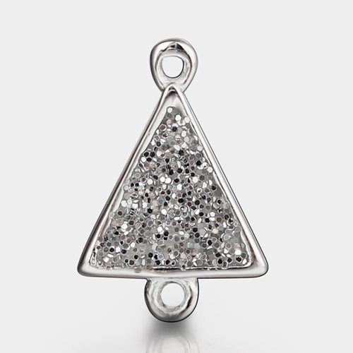 925 sterling silver glitter triangle connector charms