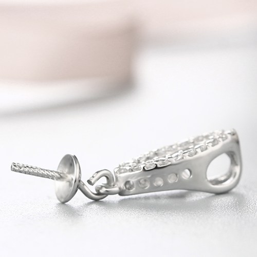 925 sterling silver cz stone hollow olive pendant pearl caps