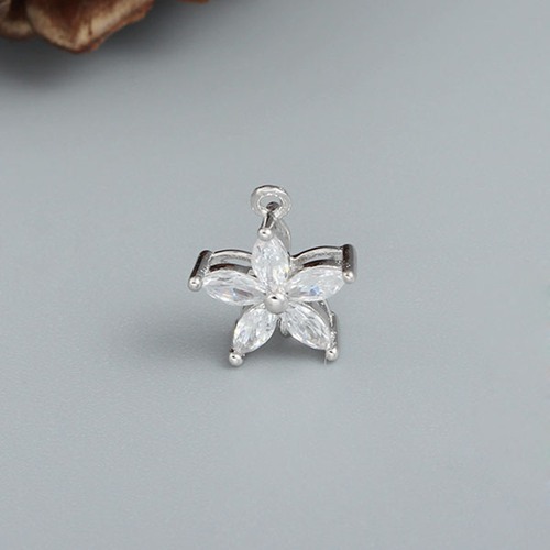 925 sterling silver flower shape cubic zirconia charm