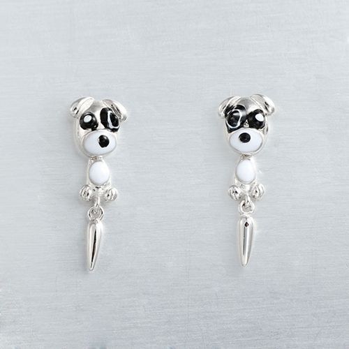 925 sterling silver dog drop earring