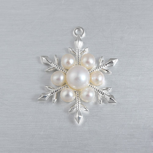 925 sterling silver snowflake charm,7 pearls mounting