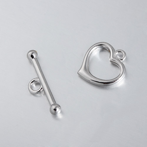 925 sterling silver heart toggle clasp