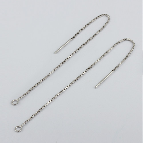 925 sterling silver 0.8mm box chain earrings with ring