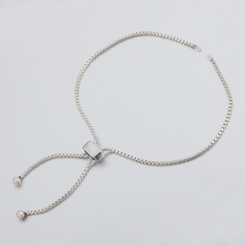 925 sterling silver box chain adjustable bracelet